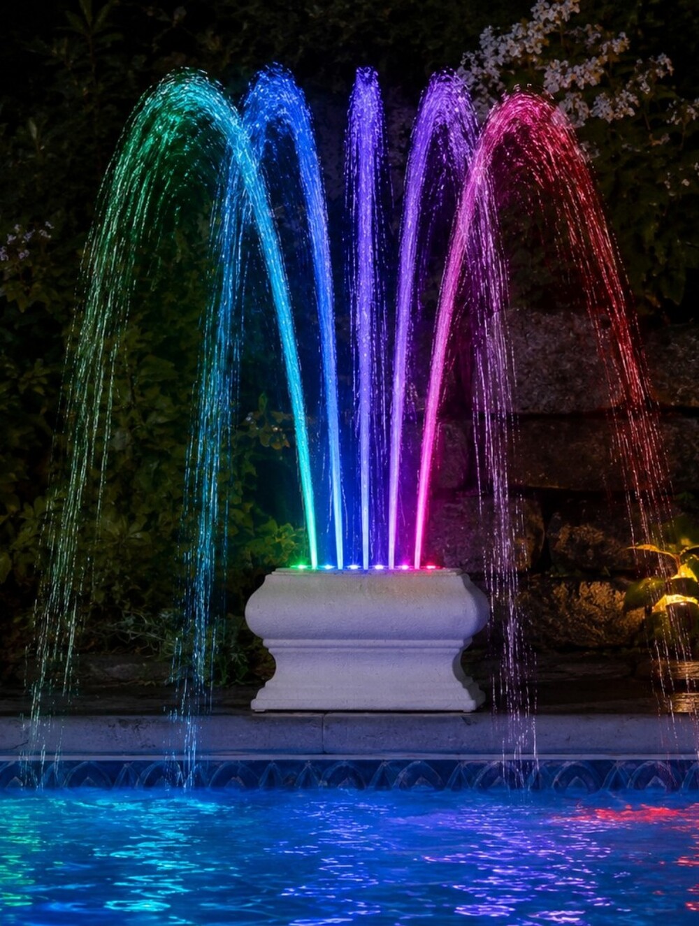 #6012 AquaGlow Rainbow Fountain Water-Powered Color Changing Pool Fountain Light